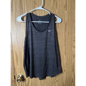 Nike Womens Dri-FIT Racerback Tank Top Gray Space Dye Heathered Medium Workout